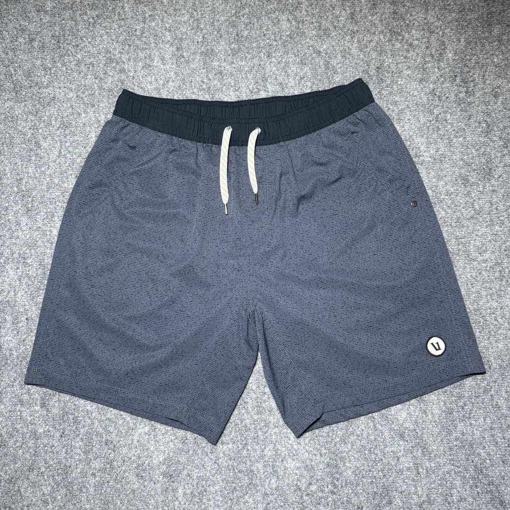 VUORI Kore Shorts Men Large Navy Blue Speckled Stripes Athletic Lined V302
